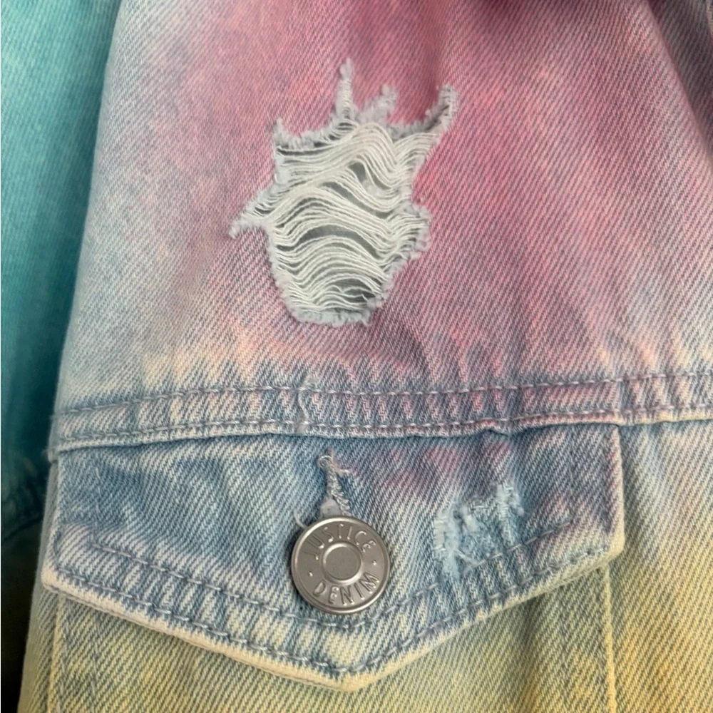 Justice Girl’s Ring Pop Bazooka Collab Denim Jean Jacket Size XL Plus 16-18